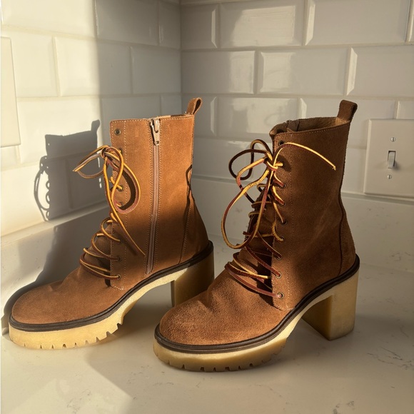 Free People Dylan Suede Lace-Up Brown Boots - Picture 10 of 11